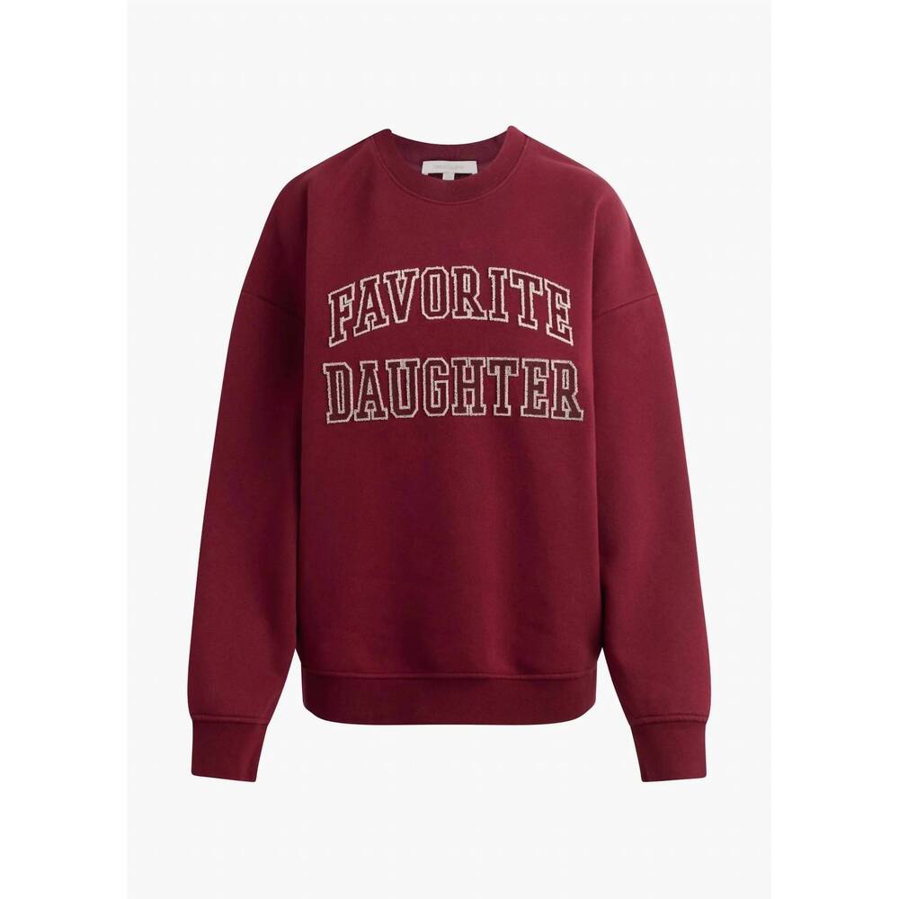 NEW FAVORITE DAUGHTER collegiate embroidery sweatshirt in burgundy - Picture 3 of 4